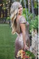 Anne Sparkle Rose Gold Jewel Open Back Sequins Sheath Bridesmaid Dresses