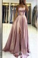 Ariel Elegant Lilac Spaghetti Straps Side Slit Backless A-line Evening Dresses