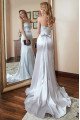 Ava Fashion Silver Sweetheart Appliques Sheath Evening Dresses With Bowknot