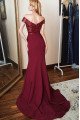 Bella Wonderful Burgundy Off Shoulder Sheath Evening Dresses With Sequins