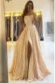 Angelina Elegant Sage Halter Open Back Side Slit Sheath Evening Dresses