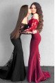 Betty Generous Black Off Shoulder Long Sleeves Sheath Evening Dresses With Appliques