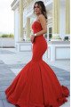 Bonnie Simple Red Sweetheart Sleeveless Mermaid Evening Dresses With Ruffles