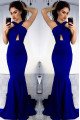 Brittany Sexy Royal Blue Halter Open Back Mermaid Evening Dresses With Keyhole