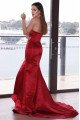 Carol Sexy Red Sweetheart Open Back Side Slit Sheath Evening Dresses