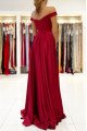 Christian Beautiful Burgundy Off Shoulder Side Slit Sheath Evening Dresses