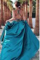 Christie Chic Jade Halter Backless Side Slit Sheath Evening Dresses