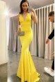 Daisy Simple Yellow Halter Backless Mermaid Evening Dresses