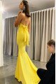 Daisy Simple Yellow Halter Backless Mermaid Evening Dresses