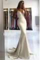 Darlene Simple White Spaghetti Straps Backless Mermaid Evening Dresses