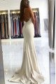 Darlene Simple White Spaghetti Straps Backless Mermaid Evening Dresses