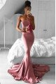 Dinah Beautiful Nude Pink Strapless Mermaid Evening Dresses