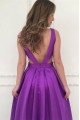 Dolores Elegant Purple V-Neck Open Back A-Line Evening Dresses