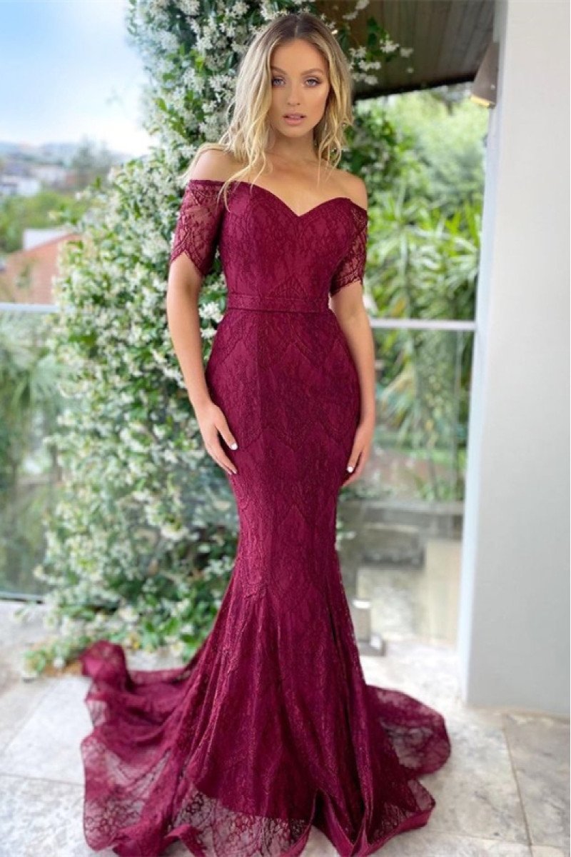 Diana Elegant Grape Sweetheart Lace Mermaid Evening Dresses