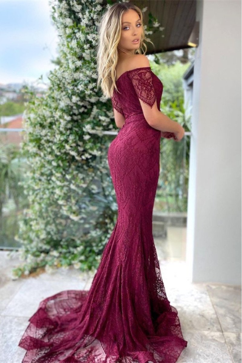 Diana Elegant Grape Sweetheart Lace Mermaid Evening Dresses