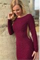 Eden Sparkle Burgundy Jewel Long Sleeves Backless Sequins Sheath Evening Dresses