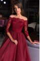 Edwina Elegant Burgundy Appliques Off Shoulder A-Line Evening Dresses