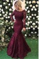 Elaine Mild Grape Off Shoulder Long Sleeves Appliques Mermaid Evening Dresses