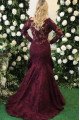 Elaine Mild Grape Off Shoulder Long Sleeves Appliques Mermaid Evening Dresses