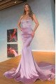 Eunice Mild Lilac Sweetheart Ruffles Mermaid Evening Dresses With Appliques