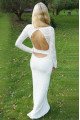 Eve Simple White Lace Jewel Long Sleeves Sheath Evening Dresses