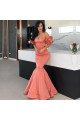 Faith Beautiful Coral Off Shoulder Mermaid Evening Dresses