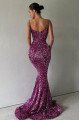 Florence Beautiful Purple Spaghetti Straps Open Back Mermaid Sequins Evening Dresses