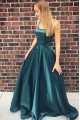 Gabrielle Fancy Dark Green Spaghetti Straps Backless A-Line Evening Dresses