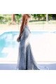 Gladys Modern Silver Spaghetti Straps Backless Sequins Sheath Evening Dresses