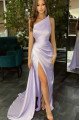 Special Royal Blue One Shoulder Side Slit Sheath Prom Dresses