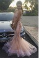 Blanche Mild Nude Pink Sweetheart Appliques Mermaid Prom Dresses