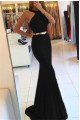 Charlotte Decent Mint Halter Open Back Sheath Prom Dresses