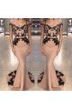 Constance Honorable Nude Pink Off Shoulder Appliques Mermaid Prom Dresses