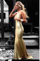 Dawn Sparkle Gold Sequins V-Neck Backless Sheath Prom Dresses