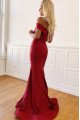 Deanna Exquisite Red Off Shoulder Sheath Prom Dresses