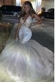 Deborah Generous White Halter Backless Puffy Layers Appliques Mermaid Prom Dresses