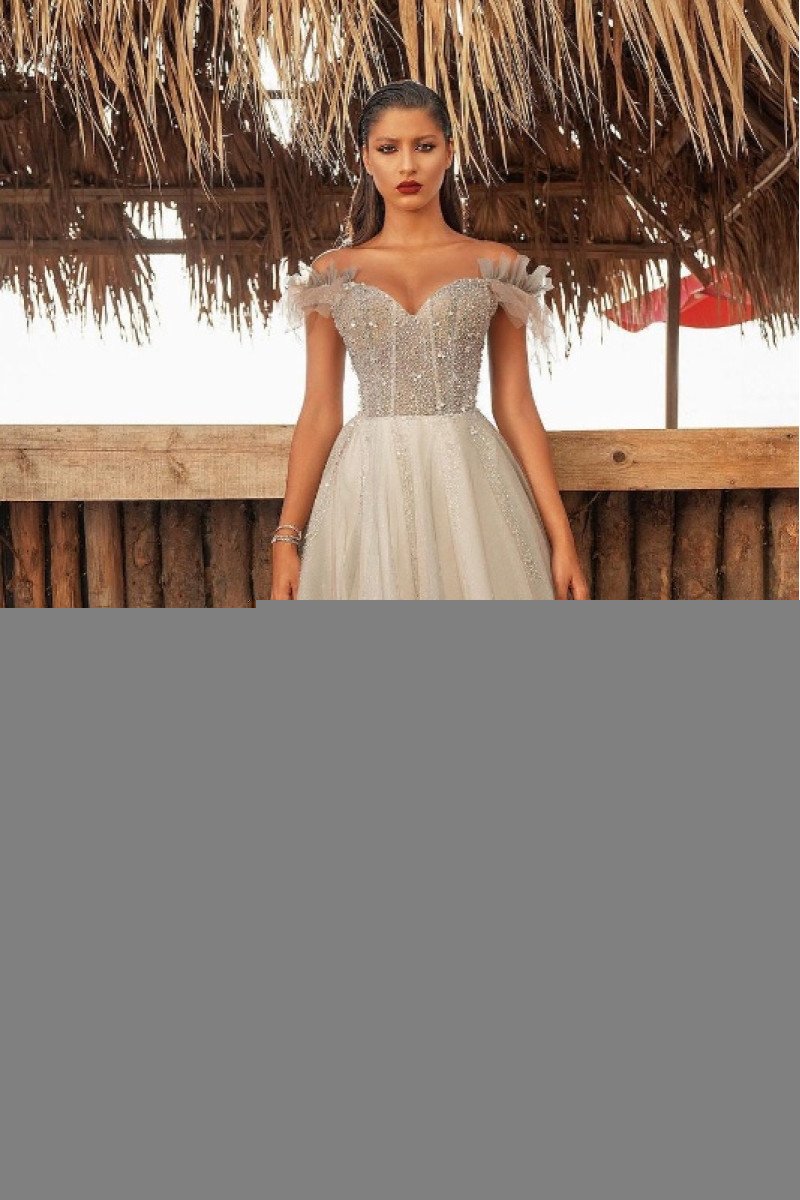 Dorothy Gentle Silver Off Shoulder Beading Appliques A-Line Prom Dresses