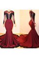 Eleanore Fancy Red Jewel Long Sleeves Appliques Mermaid Prom Dresses