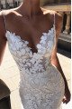 Elisa Fashion White Lace Spaghetti Straps Open Back Sheath Prom Dresses