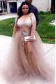 Eunice Beautiful Dusty Pink Off Shoulder Long Sleeves Sequins Oversize Sheath Prom Dresses