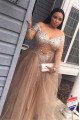 Eunice Beautiful Dusty Pink Off Shoulder Long Sleeves Sequins Oversize Sheath Prom Dresses