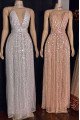 Faithe Simple White Halter Open Back Sequins Sheath Prom Dresses