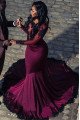 Harriet Fancy Grape Jewel Long Sleeves Appliques Velvet Mermaid Prom Dresses