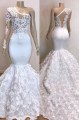 Hilda Special White One Shoulder Open Back Mermaid Prom Dresses With Appliques