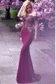 Hunter Special Burgundy Off Shoulder Appliques Sheath Prom Dresses