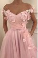 Iris Lovely Pink Off Shoulder Appliques A-Line Prom Dresses