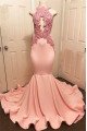 Isabella Fancy Coral Halter Appliques Mermaid Prom Dresses