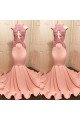 Isabella Fancy Coral Halter Appliques Mermaid Prom Dresses