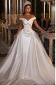 Alice Simple Off Shoulder Panel Train Sheath Wedding Dresses