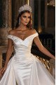 Alice Simple Off Shoulder Panel Train Sheath Wedding Dresses